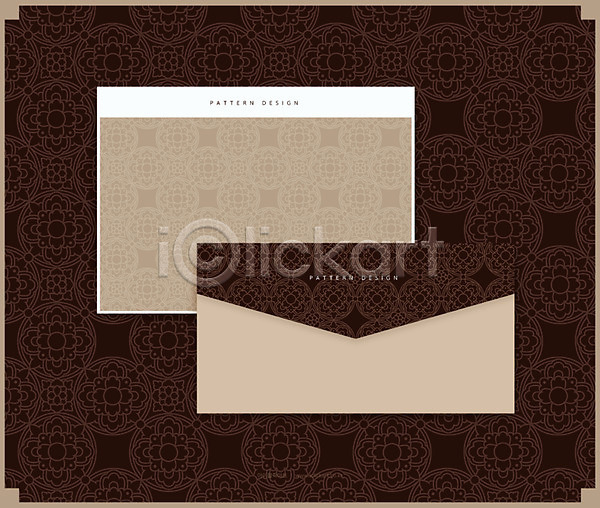 사람없음 AI(파일형식) 일러스트 갈색 백그라운드 전통무늬 패턴 패턴백그라운드 편지봉투
