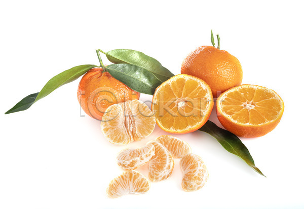 신선 사람없음 JPG 포토 해외이미지 과일 귤 디저트 오렌지 음식 잎 해외202105 흰배경