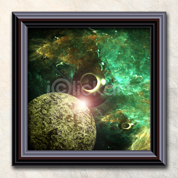 사람없음 3D JPG 포토 해외이미지 공상 묘사 반사 백그라운드 별 안심 액자틀 오브젝트 우아 우주 추상 컬러풀 코스모스(꽃) 패턴 해외202105 행성