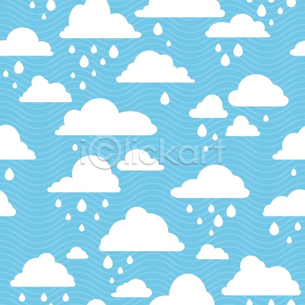 사람없음 EPS 일러스트 해외이미지 구름(자연) 백그라운드 빗방울 패턴 하늘색 해외202004 해외202105