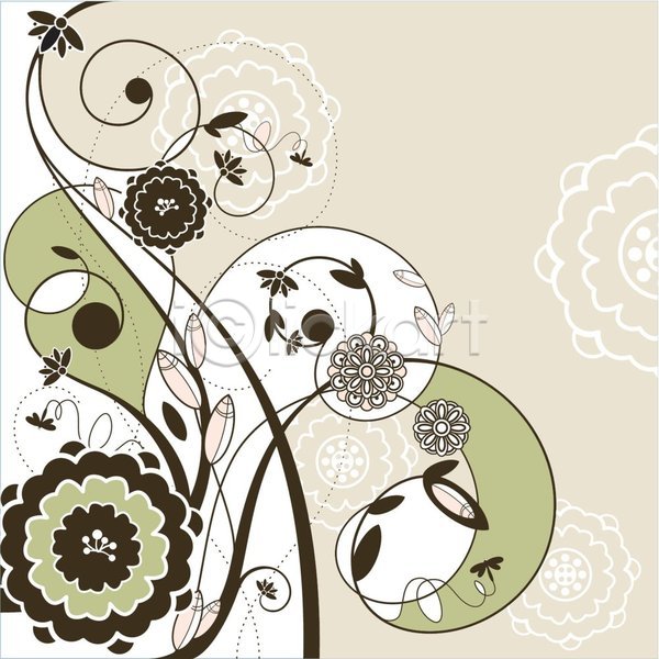 사람없음 EPS 일러스트 해외이미지 꽃 꽃무늬 백그라운드 베이지색 세마리 잎 잠자리 해외202004 해외202105