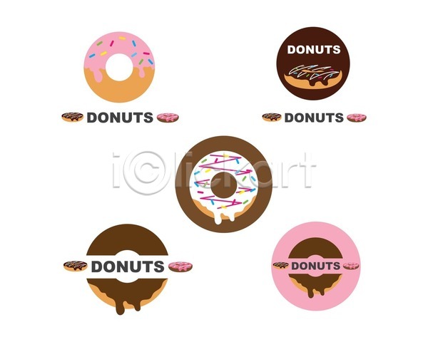 달콤 사람없음 EPS 일러스트 해외이미지 도넛 디자인 디저트 세트 심볼 해외202105