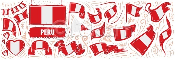 애국심 자유 축하 EPS 일러스트 해외이미지 고립 그래픽 깃대 깃발 독립 디자인 리본 배너 백그라운드 사인 세계 세트 수집 신분 심볼 여행 전국 정부 정치 테이프 페루 하트 해외202105 해외일러스트 휴가