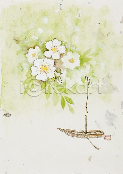사람없음 JPG 일러스트 꽃 노(배의노) 돛단배 배(교통) 백그라운드 시화 식물 여러송이 조류 한마리 흰색