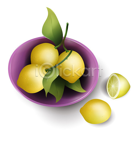 사람없음 EPS 디테일아이콘 생활아이콘 아이콘 입체아이콘 과일 레몬 생활용품 여러개 오브젝트 접시