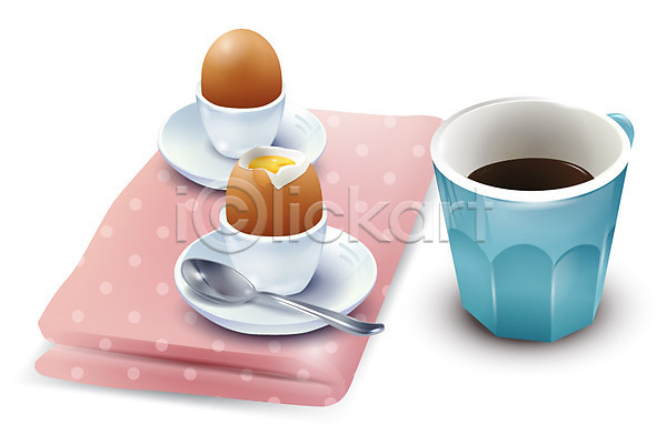 사람없음 EPS 디테일아이콘 생활아이콘 아이콘 입체아이콘 계란 그릇 냅킨 머그컵 반숙 삶은계란 생활용품 숟가락 아침식사 오브젝트 접시 차(음료) 찻잔 커피 커피잔