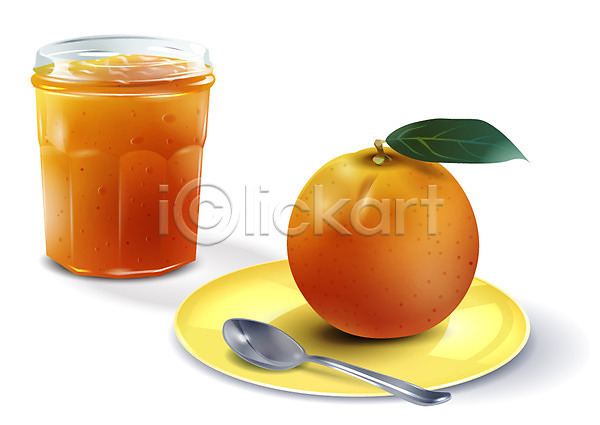 사람없음 EPS 디테일아이콘 생활아이콘 아이콘 입체아이콘 과일 그릇 생활용품 숟가락 오렌지 오브젝트 잼 접시