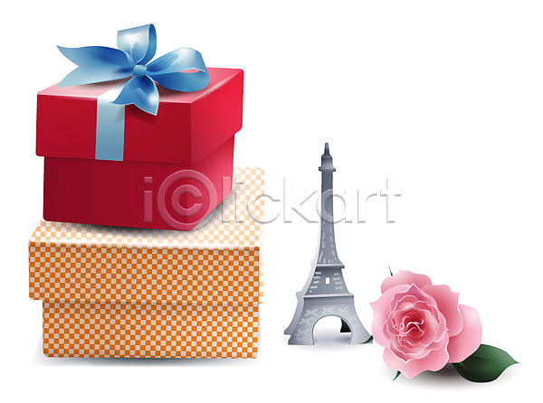 사람없음 EPS 디테일아이콘 생활아이콘 아이콘 입체아이콘 꽃 분홍색 상자 생활용품 선물 선물상자 에펠탑 오브젝트 장미 장식 한송이