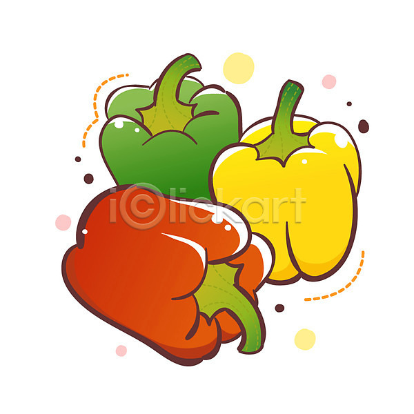 사람없음 EPS 식물아이콘 아이콘 큐티아이콘 3 노란색 빨간색 세개 식물 식재료 채소 초록색 컬러풀 피망