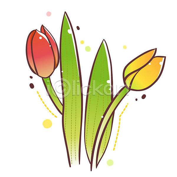 사람없음 EPS 식물아이콘 아이콘 큐티아이콘 꽃 노란색 두송이 봄꽃 빨간색 식물 잎 튤립