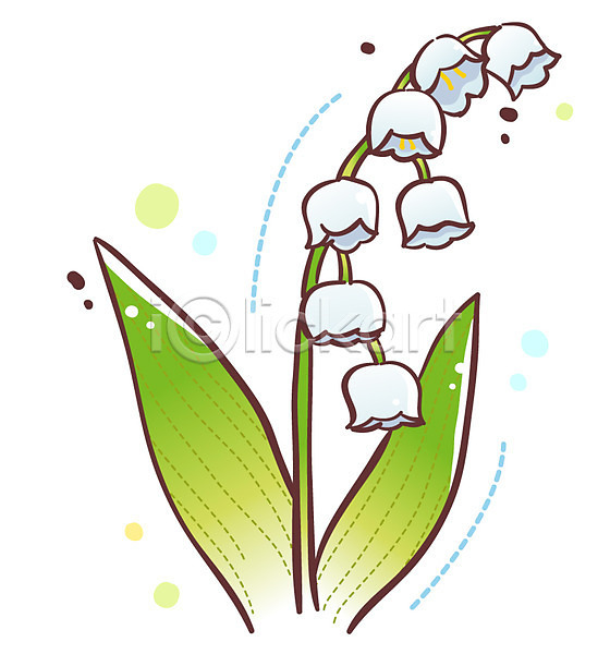 사람없음 EPS 식물아이콘 아이콘 큐티아이콘 꽃 봄꽃 식물 여러송이 은방울꽃 잎 흰색
