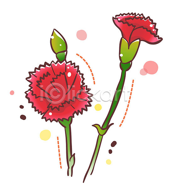 사람없음 EPS 식물아이콘 아이콘 큐티아이콘 꽃 두송이 빨간색 식물 여름꽃 카네이션