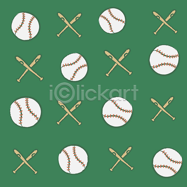 사람없음 EPS 일러스트 공 무늬 문양 방망이 백그라운드 야구 야구공 야구방망이 초록색 패턴