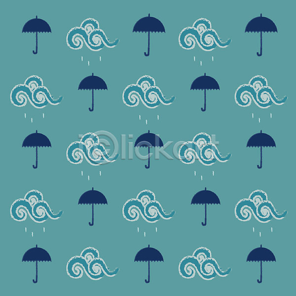 사람없음 EPS 일러스트 구름(자연) 무늬 문양 백그라운드 비(날씨) 빗방울 우산 파란색 패턴