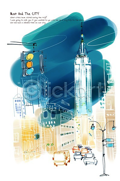 복잡 PSD 일러스트 가로등 건물 뉴욕 도시 맨해튼 백그라운드 빌딩 세계 신호등 야경 엠파이어스테이트빌딩 자동차 풍경(경치)