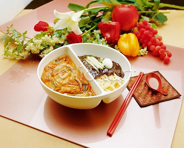 사람없음 JPG 과일 꽃 식사 실내 요리 음식 장식 젓가락 중식 짜장면 짬뽕 짬짜면 채소