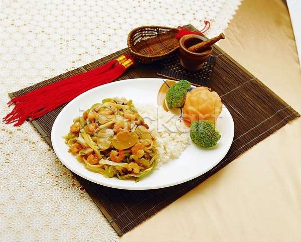 사람없음 JPG 대나무발 식사 실내 요리 음식 잡채밥 장식 중식