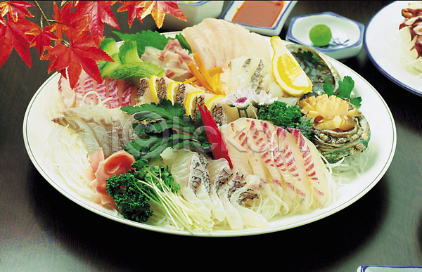 사람없음 JPG 포토 그릇 단풍 모듬회 생선회 실내 요리 음식 일본문화 일본음식 장식 채소 해산물 회