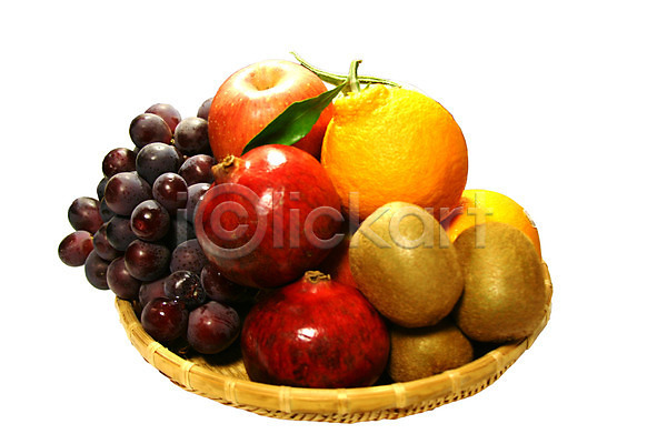 사람없음 JPG 포토 과일 농작물 다수 다양 바구니 사과(과일) 석류 스튜디오촬영 실내 여러개 열매 음식 채반 키위 포도 한라봉