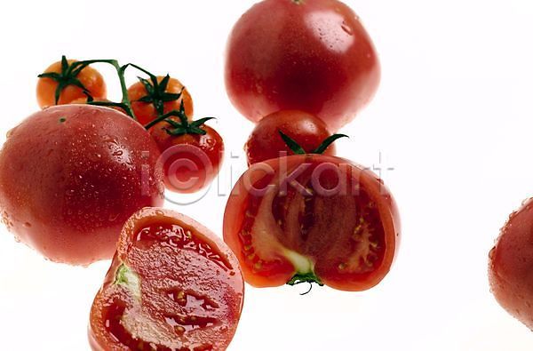 사람없음 JPG 포토 농작물 다수 단면 물방울 빨간색 스튜디오촬영 슬라이스 식재료 실내 여러개 음식 채소 토마토
