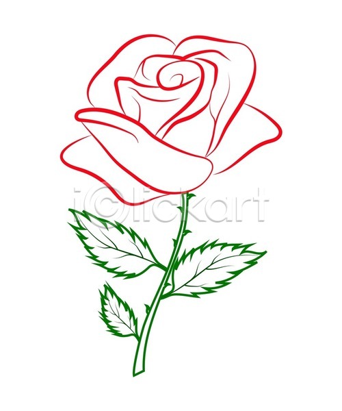 아이디어 EPS 실루엣 일러스트 해외이미지 개화 그래픽 그림 꽃 모양 빨간색 손그림 스케치 식물 윤곽 장미 줄기 컨셉 해외202105