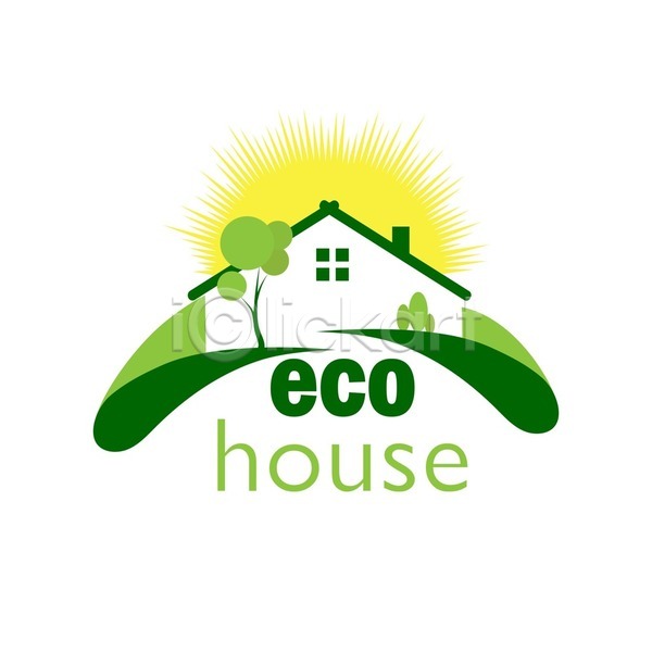 사람없음 EPS 일러스트 해외이미지 나무 심볼 에코 주택 초록색 친환경 태양 해외202105