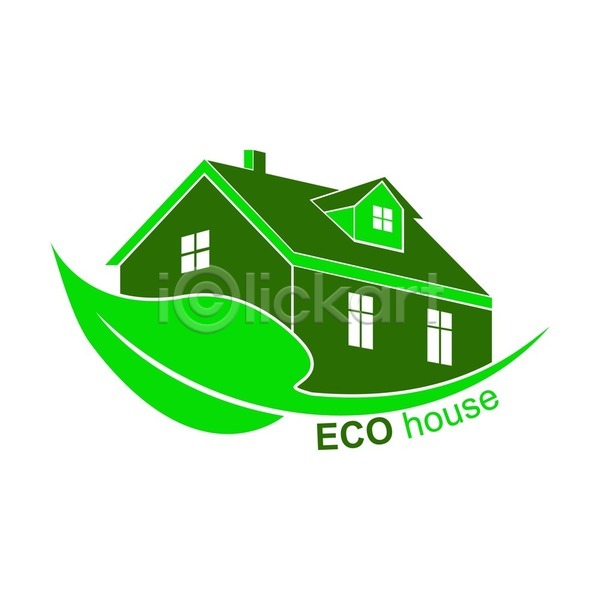 사람없음 EPS 일러스트 해외이미지 심볼 에코 잎 주택 초록색 친환경 해외202105