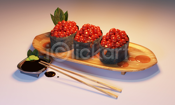 사람없음 3D JPG 포토 해외이미지 간장 군함말이 군함말이초밥 나무접시 나무젓가락 연어알 음식 초밥 해외202105