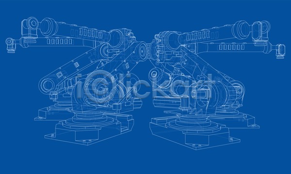 사람없음 3D EPS 일러스트 해외이미지 공장 기계 로봇 산업 자동화 제조 청사진 해외202105
