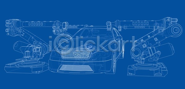 사람없음 3D EPS 일러스트 해외이미지 공장 기계 로봇 산업 자동차 자동화 제조 청사진 해외202105