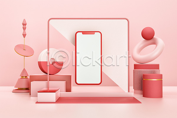 사람없음 3D PSD 디지털합성 편집이미지 3D소스 도형 백그라운드 분홍색 스마트폰 오브젝트 원형 입체도형 편집 편집소스 프레임 핸드폰