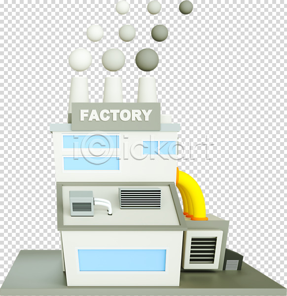 사람없음 3D PNG 디지털합성 편집이미지 3D소스 건물 공장 공장굴뚝 누끼 로우폴리 연기 편집 편집소스