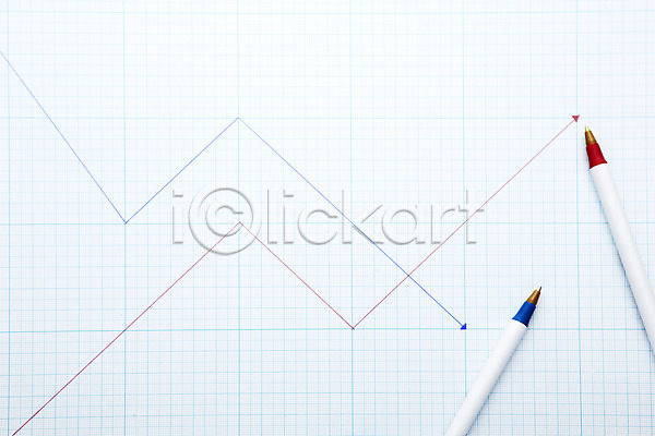 상승 하락 사람없음 JPG 포토 그래프 기호 모눈 모눈종이 볼펜 빨간펜 선 실내 직선 파란색 펜 표지판 화살표