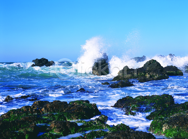 사람없음 JPG 포토 급류 돌(바위) 바다 바위(돌) 야외 자연 자연현상 주간 컬러 파도 풍경(경치) 하늘 한국 해변