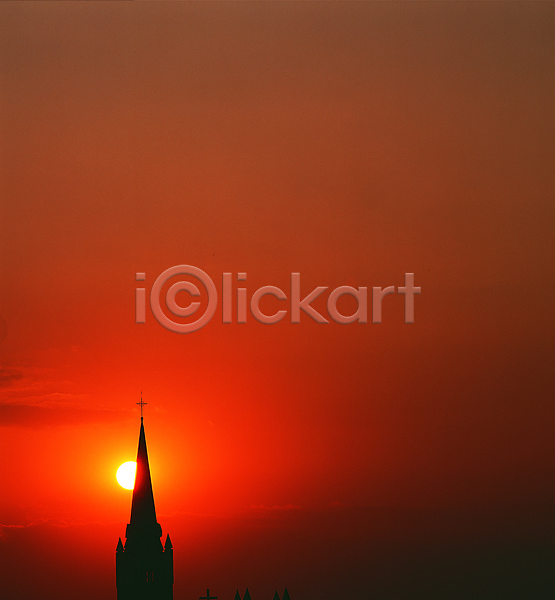 사람없음 JPG 포토 건물 건축물 교회 노을 십자가 야외 일몰 일출 종교시설 주간 주황색 컬러 풍경(경치) 하늘
