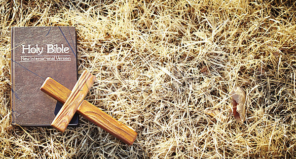 사람없음 JPG 포토 기독교 기독교용품 나무십자가 낙엽 볏짚 성경 십자가 야외 오브젝트 종교 종교용품