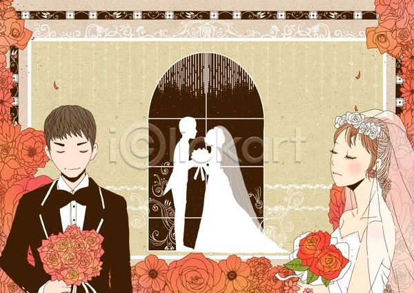 남자 두명 사람 여자 PSD 실루엣 카드템플릿 템플릿 결혼 결혼식 부케 신랑 신부(웨딩) 웨딩드레스 장미 정장 창문 카드(감사) 턱시도