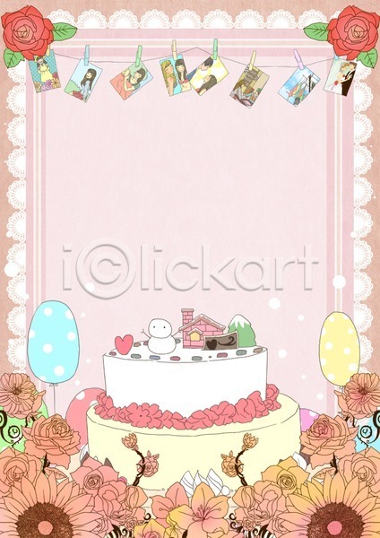사람없음 PSD 카드템플릿 템플릿 기념사진 꽃 생일 카드(감사) 케이크 풍선