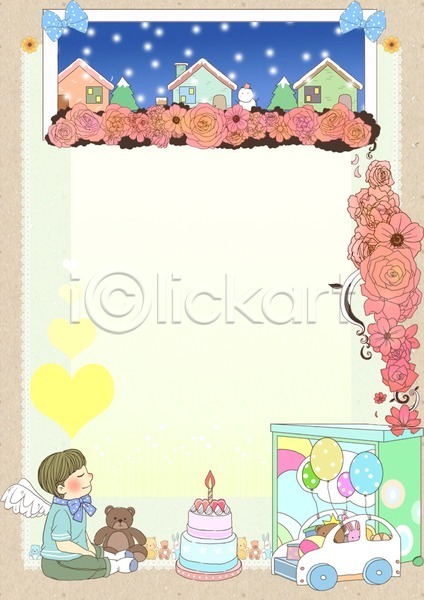 사람 아기 아기만 한명 PSD 카드템플릿 템플릿 곰인형 꽃 날개(비행) 눈사람 돌(생일) 미소(표정) 생일 웃음 장난감 주택 천사 카드(감사) 케이크