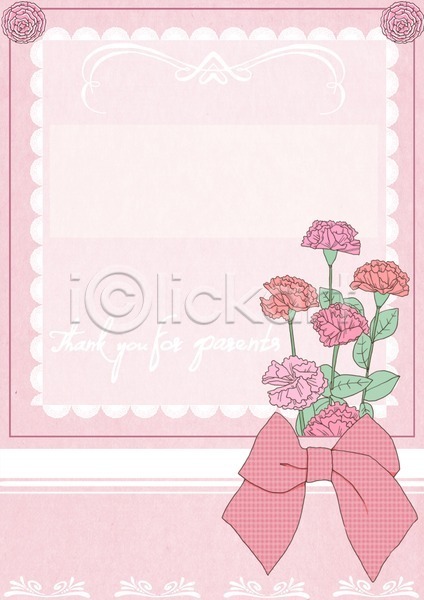 감사 사랑 사람없음 PSD 카드템플릿 템플릿 5월행사 꽃 리본 부모 분홍색 빨간색 어버이날 카네이션 카드(감사)