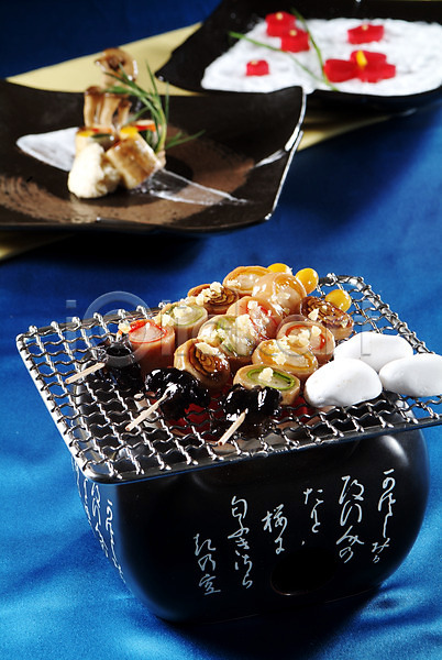 사람없음 JPG 포토 그릇 그릴 꼬치 꼬치구이 모듬 스튜디오촬영 실내 요리 음식 일본문화 일본음식