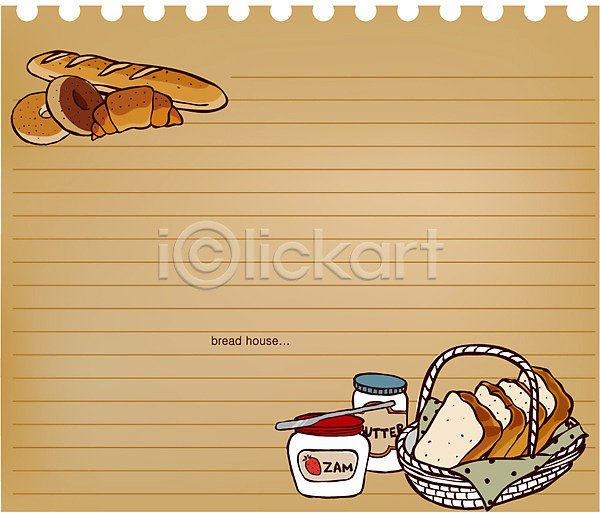사람없음 EPS 라인일러스트 일러스트 공책 디저트 라인아트 바게트 바구니 백그라운드 빵 선 식빵 음식 잼 줄노트
