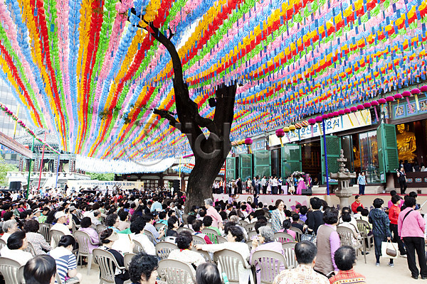 군중 사람 JPG 포토 기도 부처님오신날 불공 불교 사찰 야외 의식 이벤트 조계사 종교 풍경(경치)
