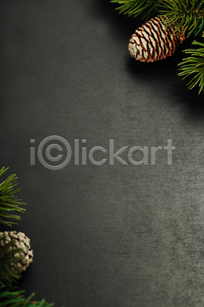 사람없음 JPG 포토 해외이미지 검은배경 솔방울 실내 잎 카피스페이스 크리스마스 크리스마스배경 크리스마스용품 해외202004