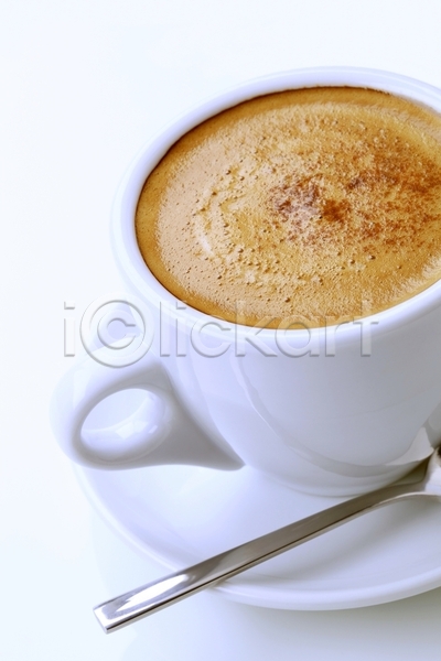 사람없음 JPG 포토 해외이미지 실내 커피 커피잔 컵받침 티스푼 해외202004 해외202105 흰배경