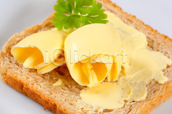 사람없음 JPG 포토 해외이미지 굽기 묘사 버터 빵 아침식사 음식 조각 펼침 해외202004 해외202105