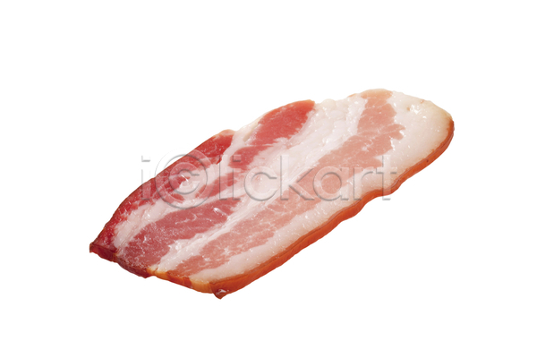 사람없음 JPG 포토 해외이미지 돼지고기 베이컨 삼겹살 식재료 조각 해외202004 해외202105 흰배경