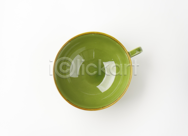 사람없음 JPG 포토 해외이미지 1 그릇 도자기 머그컵 머리위 스튜디오촬영 식기 싱글 오브젝트 원형 접시 초록색 평야 해외202004 해외202105 흰배경