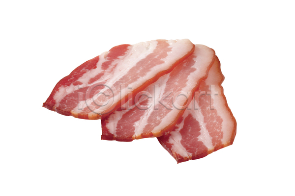 사람없음 JPG 포토 해외이미지 돼지고기 베이컨 삼겹살 조각 해외202004 해외202105 흰배경