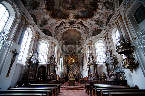 사람없음 JPG 포토 관광지 교회 그림 나라 도시 독일 마인츠 벽화 세계 실내 유럽 천장 해외 해외풍경